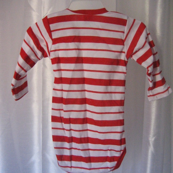 Holiday Red & White Striped Unisex Infant One Piece Body Suit Cotton Sz 3-6M NW - Picture 2 of 5